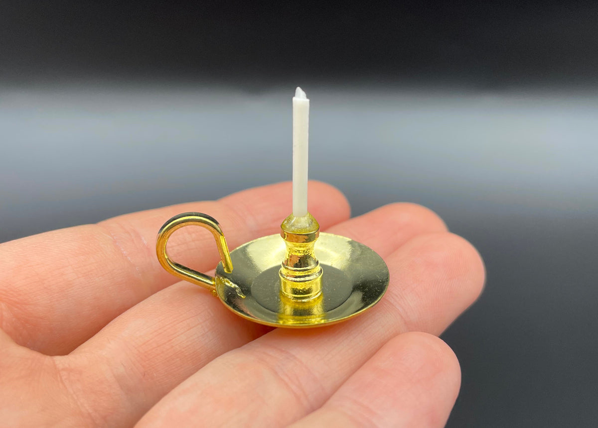 Miniature Gold Three Arm Candelabra 1:12 Scale Dollhouse Decor