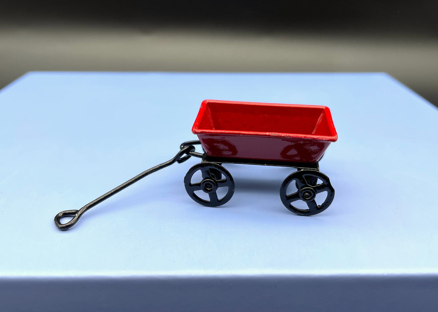 Miniature Trolley. Red Pull Wagon. Cute Dollhouse Accessories. Scale 1:6 and 1/12