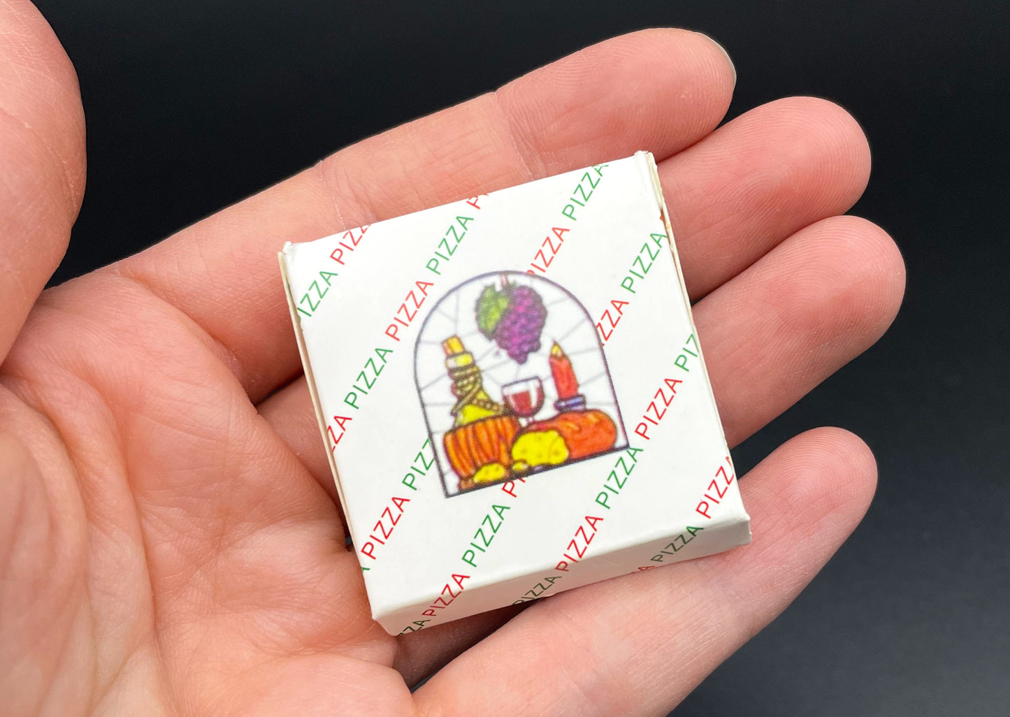 Miniature Pizza Box Open View 1:6 Scale Dollhouse Kitchen Accessory