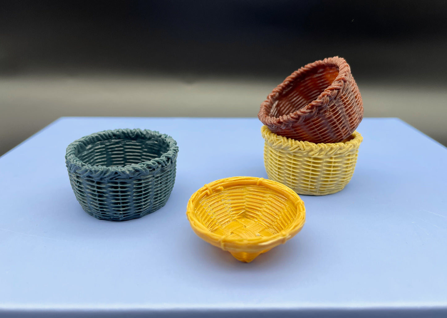 Miniature Baskets Dollhouse Kitchen Food Picnic Accessories 1:6 and 1:12 Scale