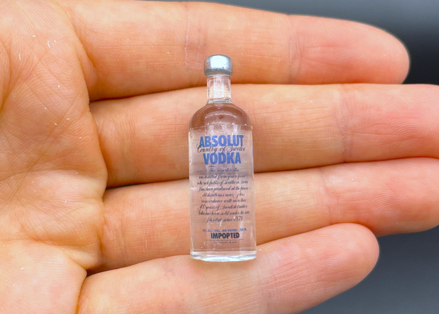 Miniature Vodka Bottle. Dollhouse Kitchen Accessory. 1:6 Scale