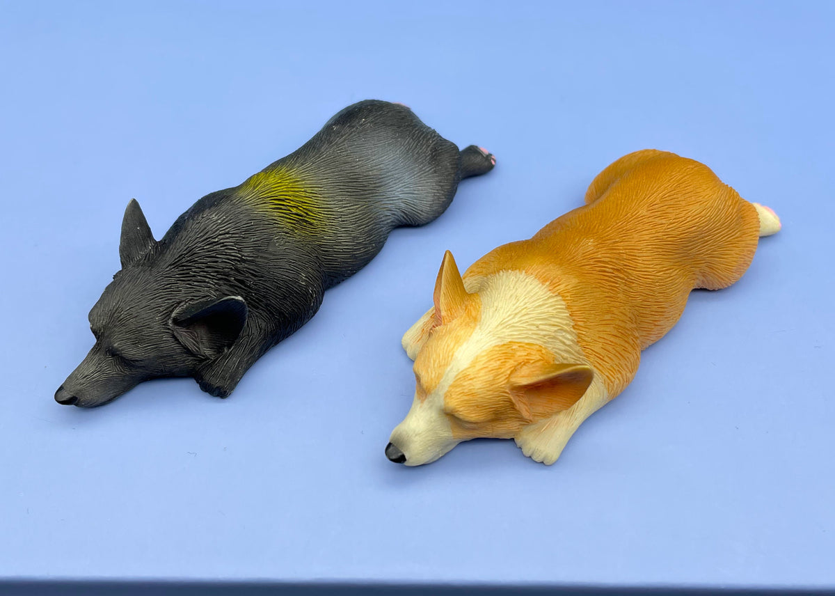 Sleeping Corgi Puppy Dog Magnets Miniature 1:6 Scale