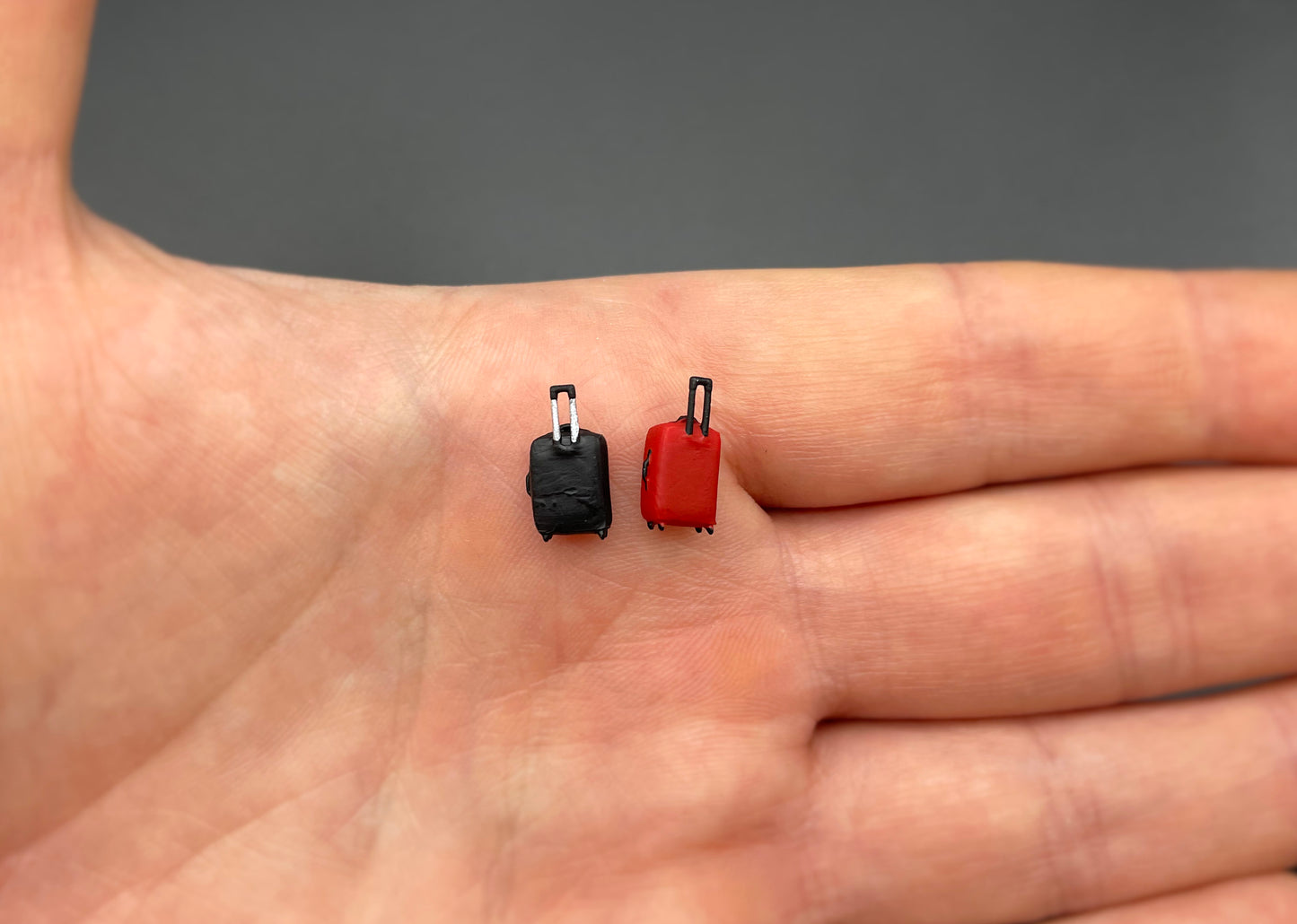 Flight Attendant and Suitcases. Miniature Human Figure. 1:64 Scale