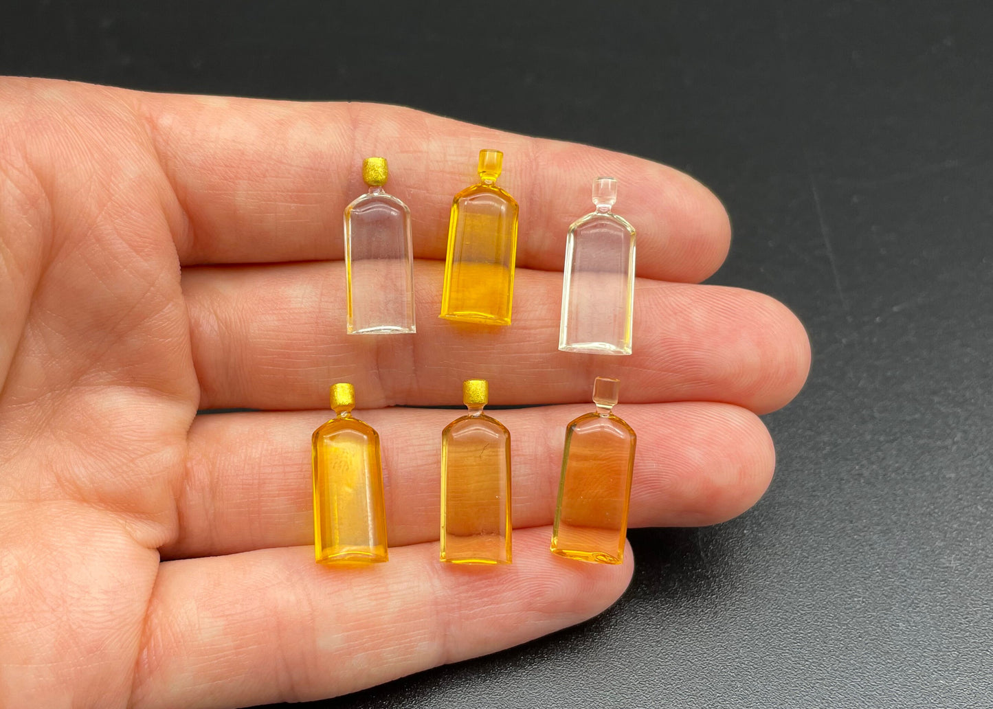 6 Miniature Whiskey Bottles Dollhouse Kitchen Accessories 1:24 Scale
