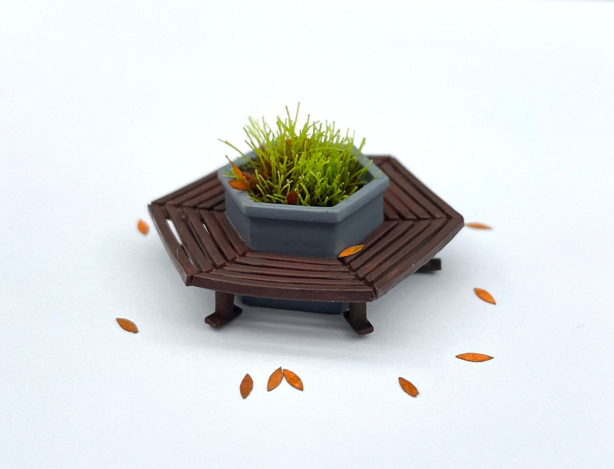 Round and Hexagon Park Bench Miniature Outdoor Furniture Accessories 1:64 1:87 Scale