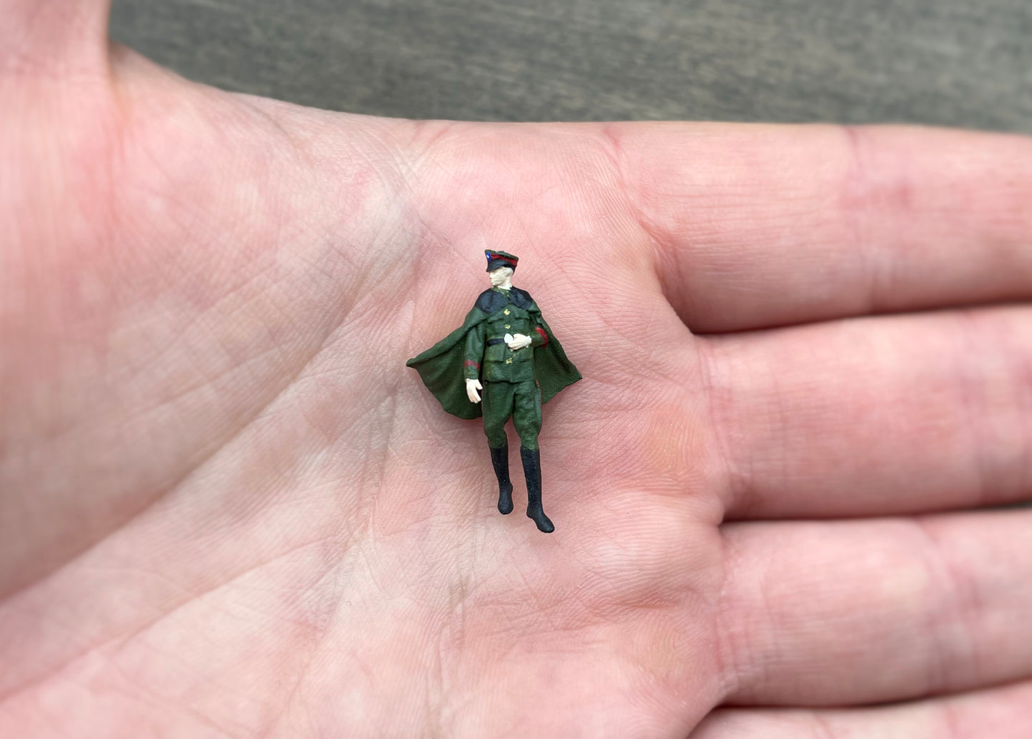 Miniature Uniformed Military Officer Figure 1:64 Scale Side View