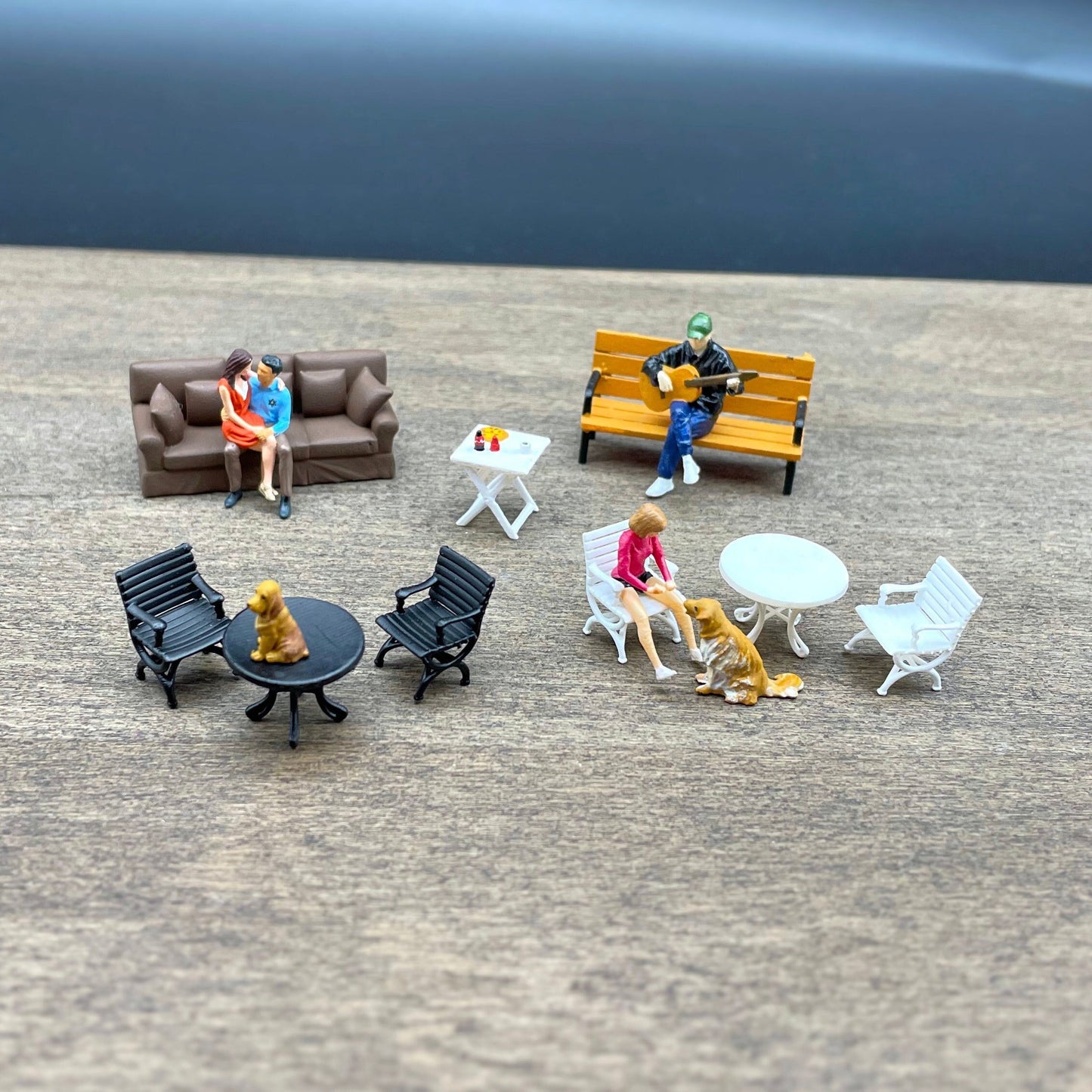Miniature Furniture. Tables, Chairs, Sofa, Bench. 1:64 Scale