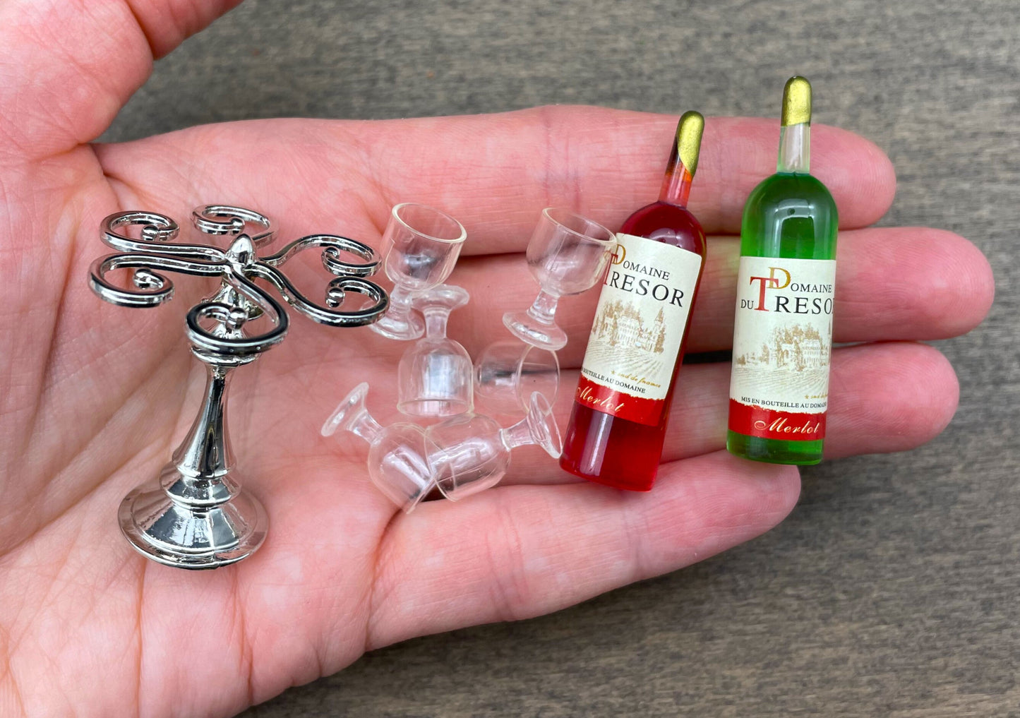 Miniature Wine Rack And Bottles. Handmade Dollhouse Kitchen Accessories. 1:6 Scale
