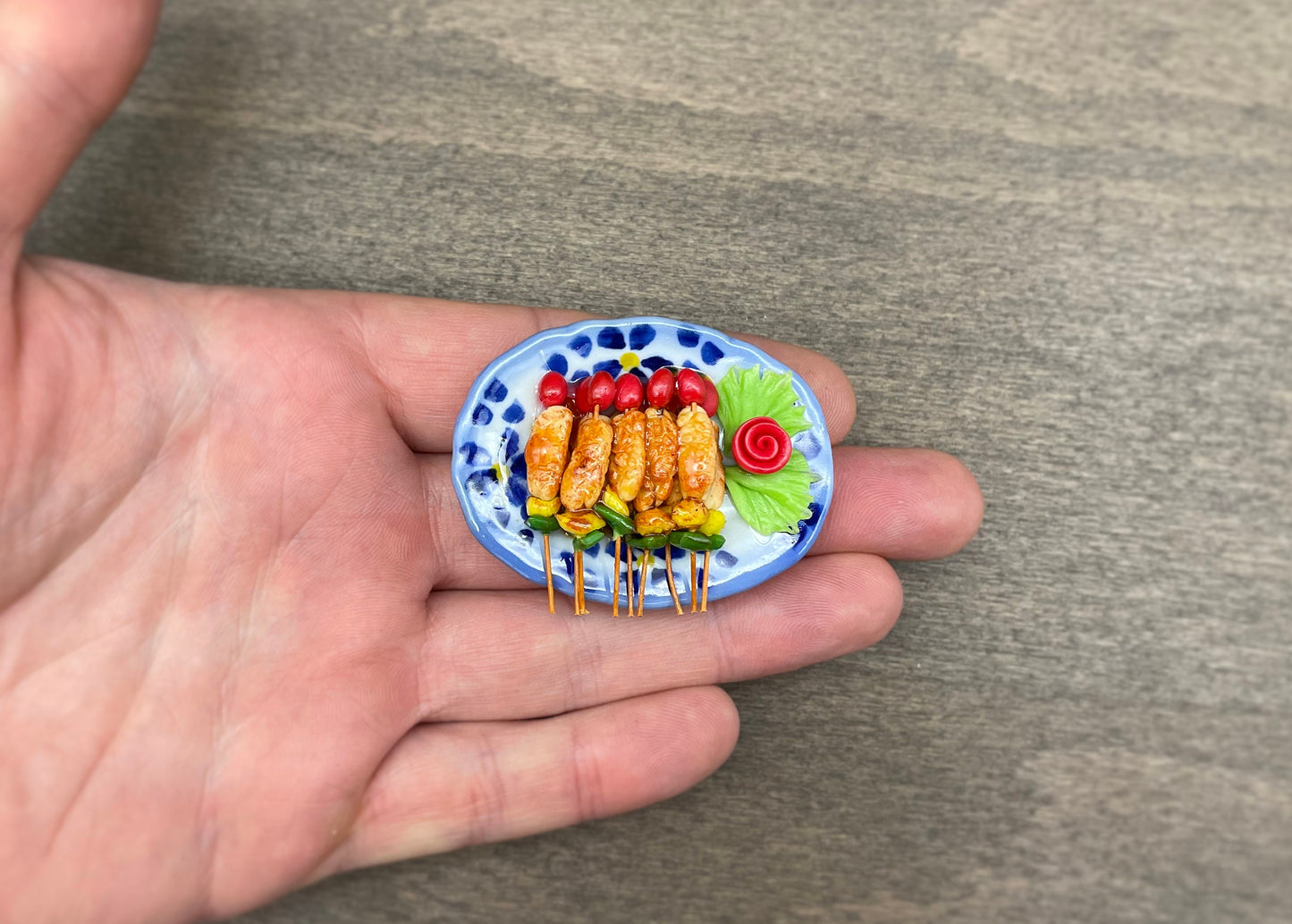 Miniature Kebab Skewers Side View 1:12 Scale Realistic Food Model