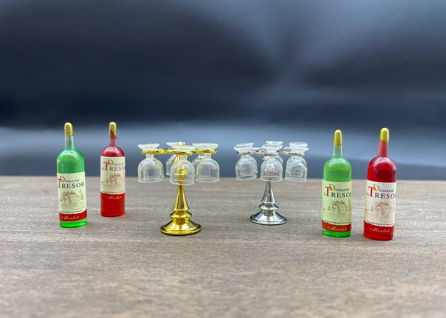 Miniature Wine Rack and Bottles Handmade Dollhouse Kitchen Accessories 1:6 Scale