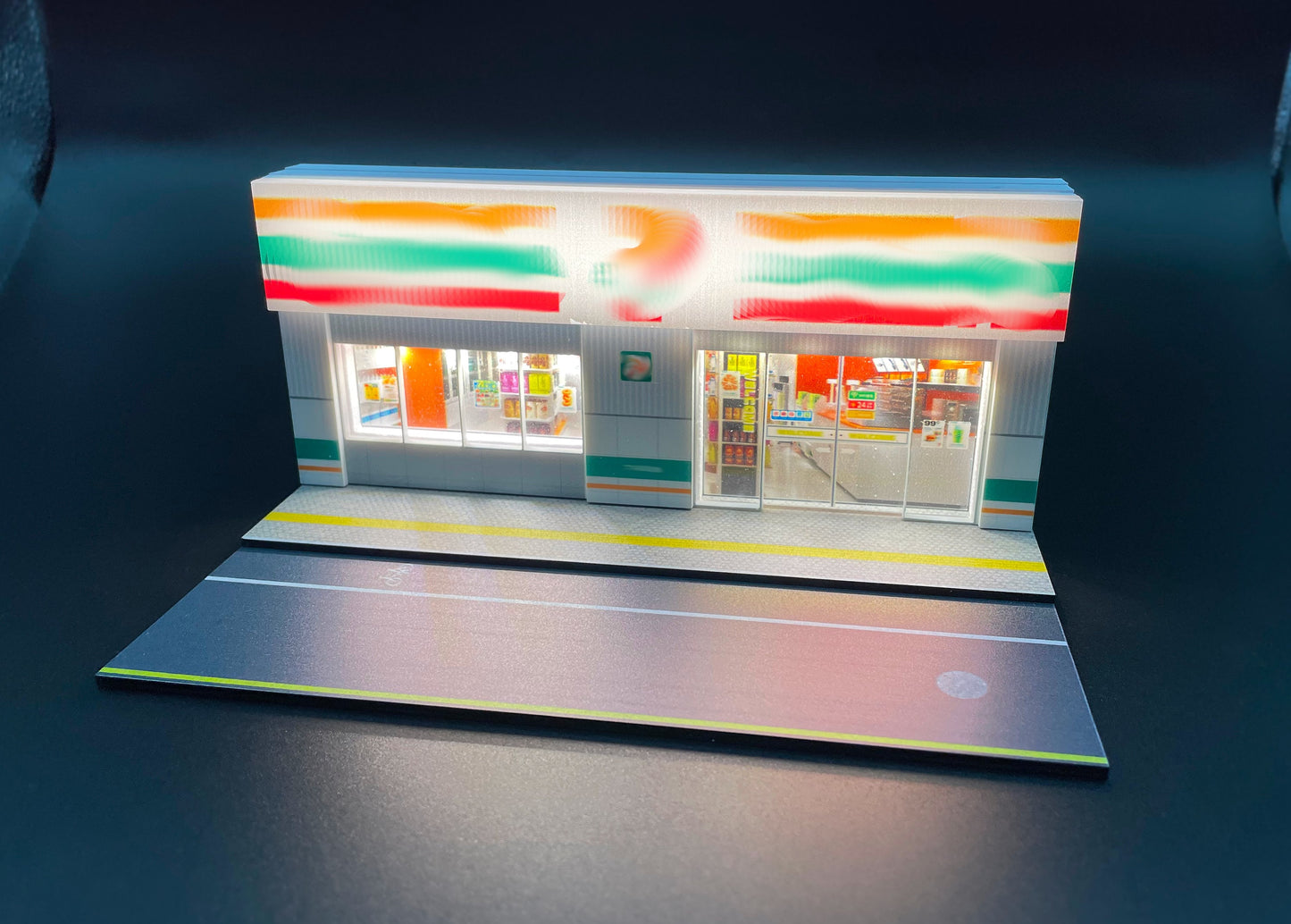 Miniature Shop and Street Diorama Scene with Lights For 1:64 Scale Cars and People
