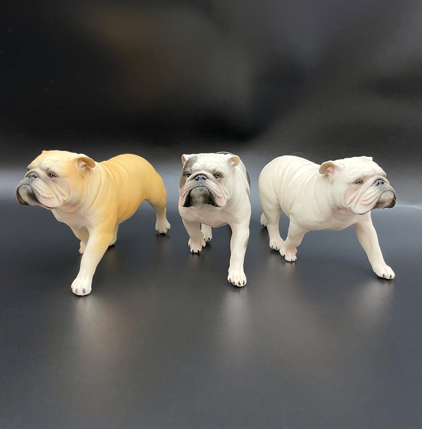 Miniature English Bulldog Walking Models 1:6 Scale Dog Figures