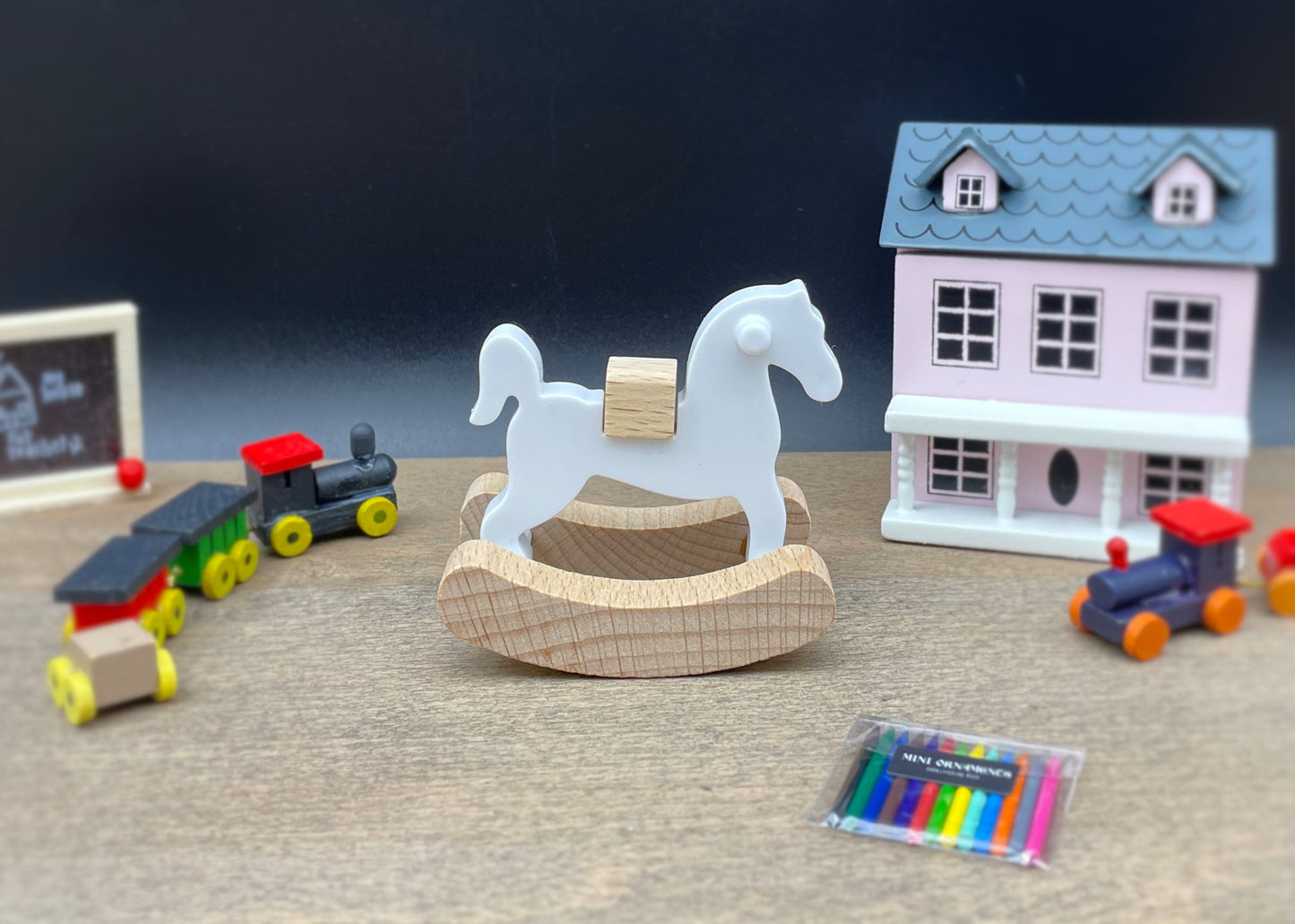 Miniature Rocking Horse. 1:12 Scale. Cute Dollhouse Accessory
