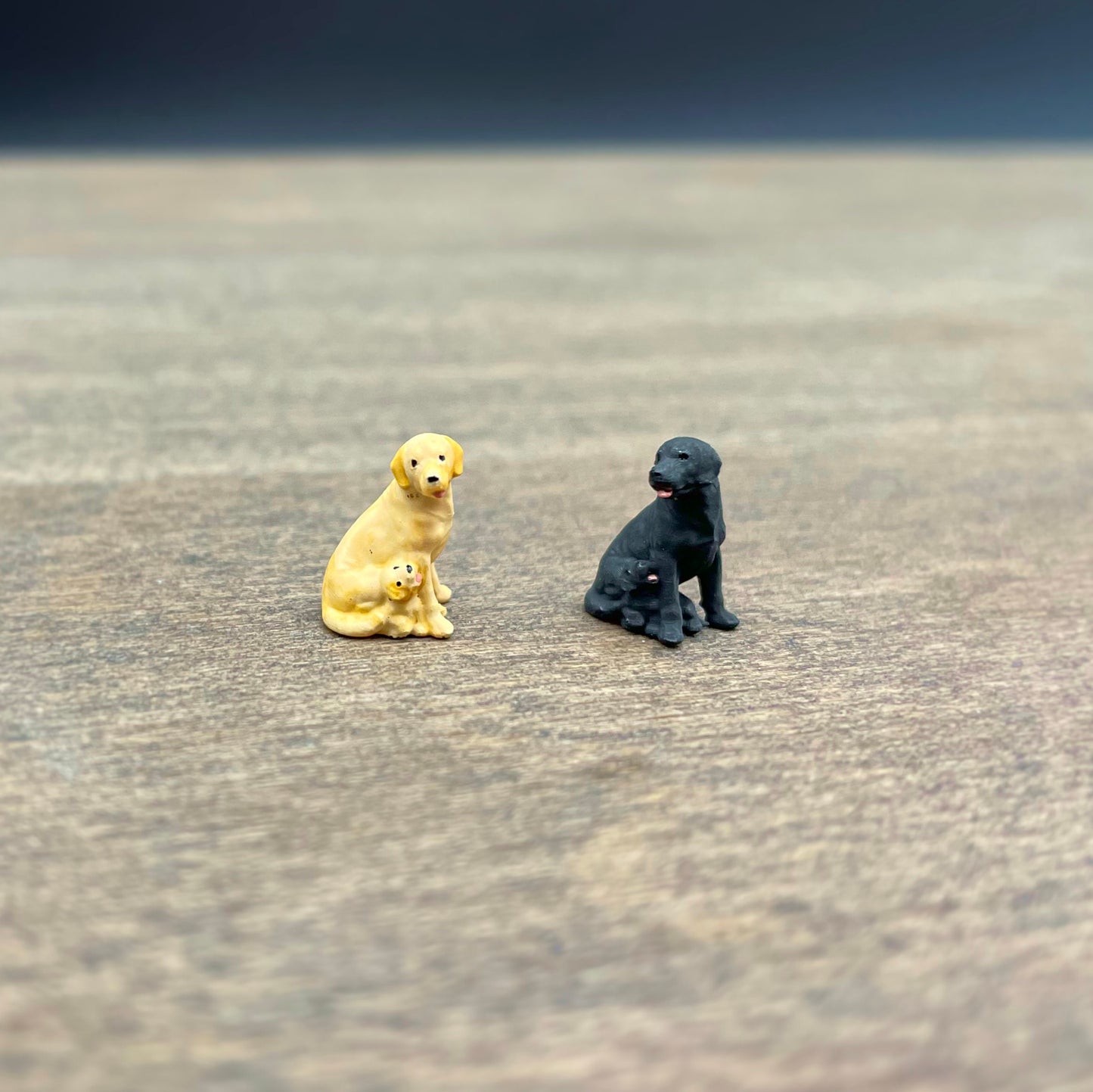 Labrador Dogs with Their Puppies. Miniature 1:64 Scale Pets