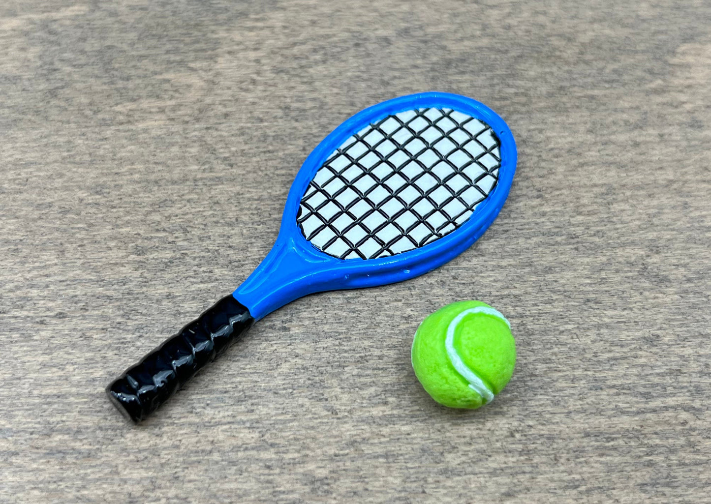 Tennis Racket and Ball. Miniature Sports Accessories. 1:12 Scale