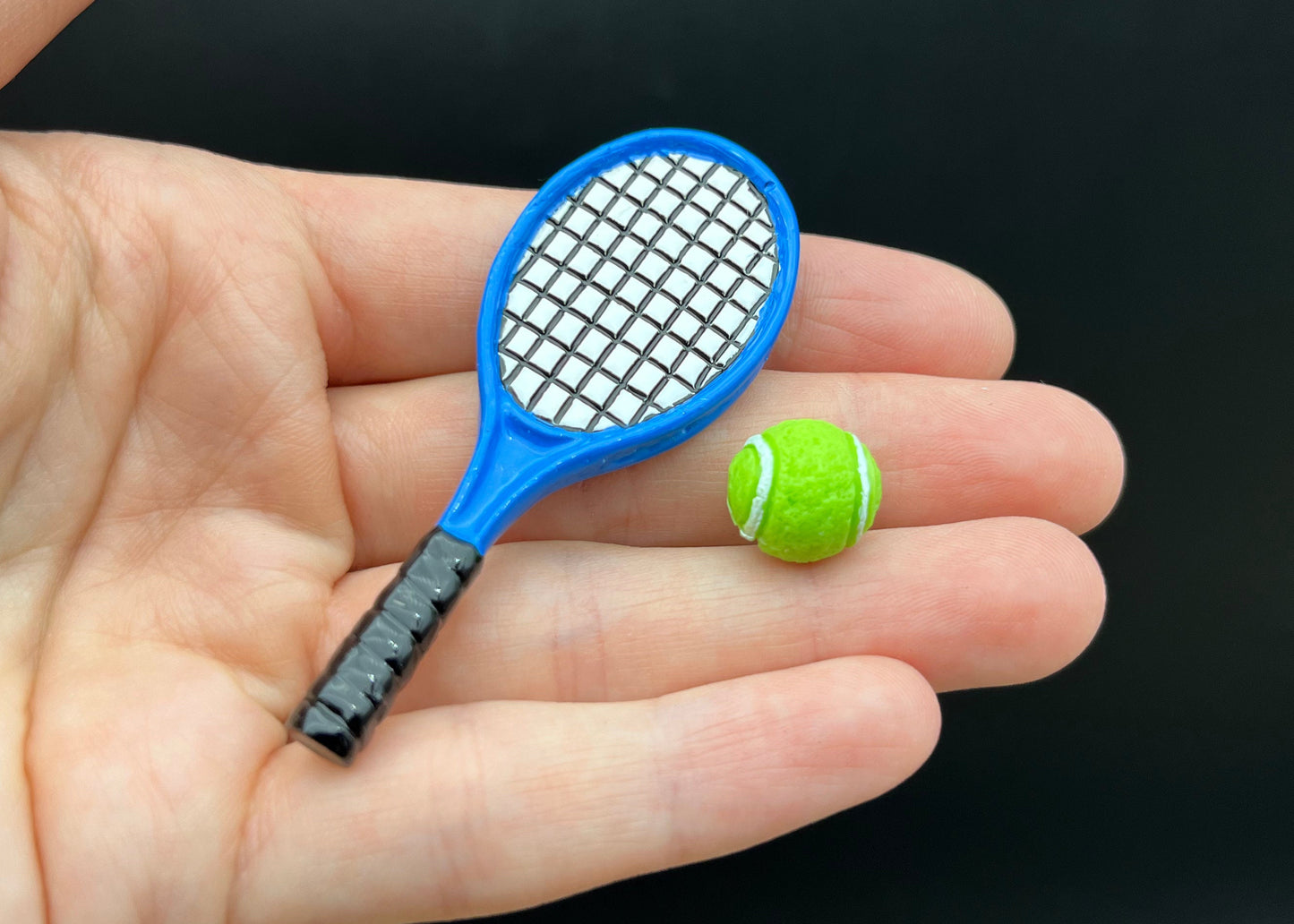 Miniature Tennis Racket and Ball Sports Accessories 1:12 Scale Dollhouse