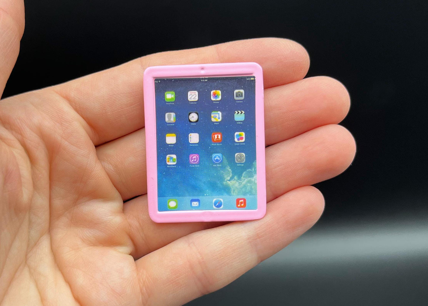 Miniature Apple Ipad Black or Pink Mini Tablet. Dollhouse Accessory. 1:6 Scale