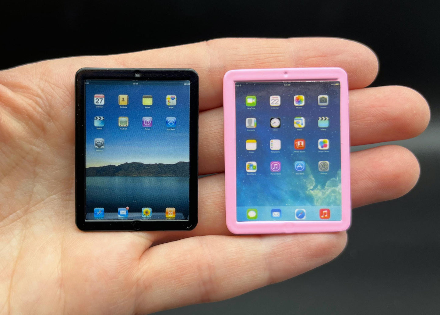 Miniature Apple Ipad Black or Pink Mini Tablet. Dollhouse Accessory. 1:6 Scale