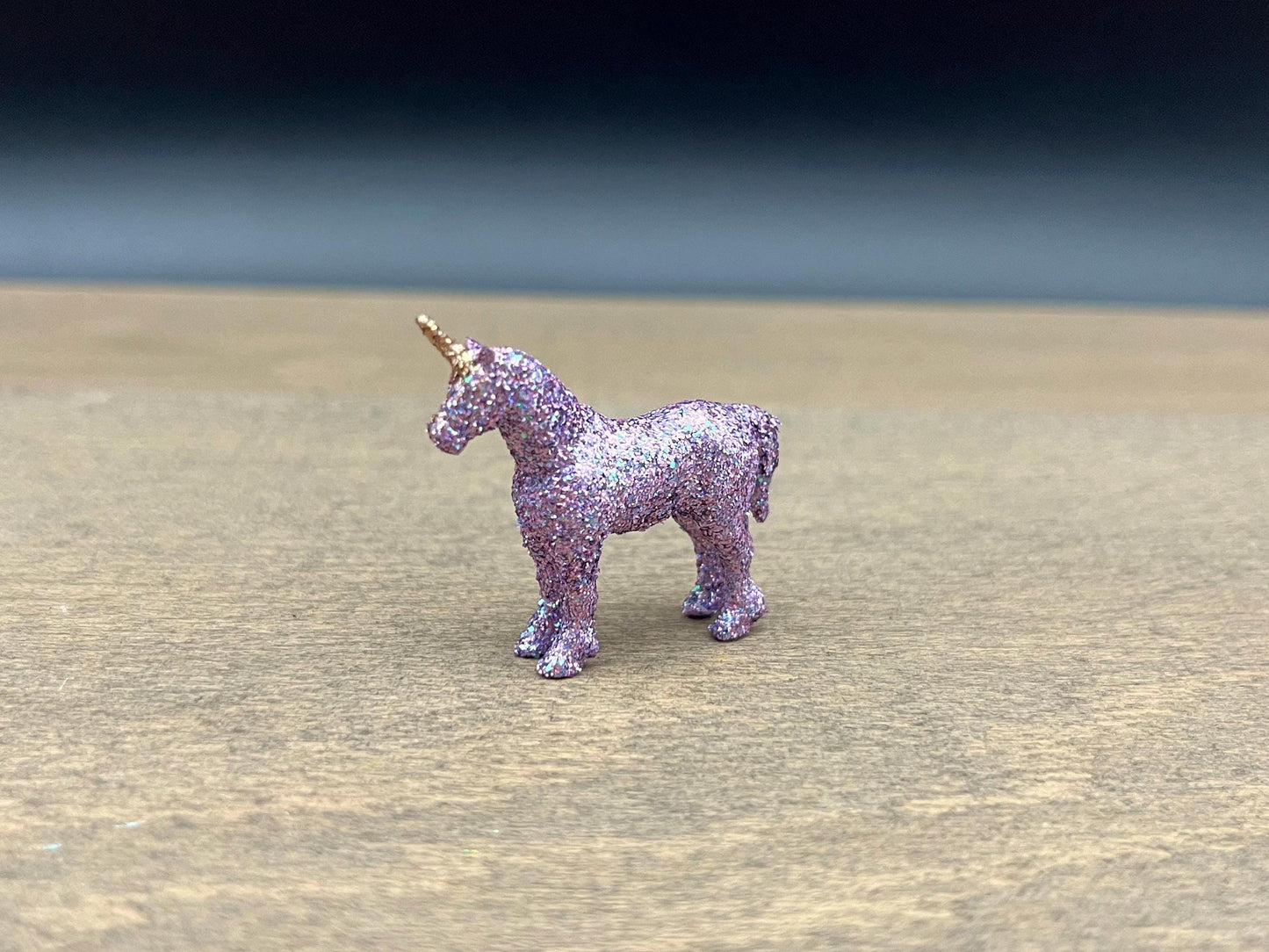 Mini Unicorn Purple Glitter Gold Horn 1:64 Scale Miniature Animal