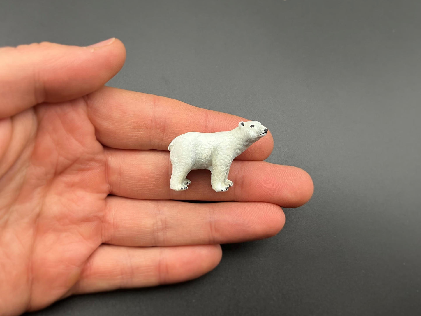 Miniature Polar Bear. Hand-Painted Realistic Model. 1:64 Scale