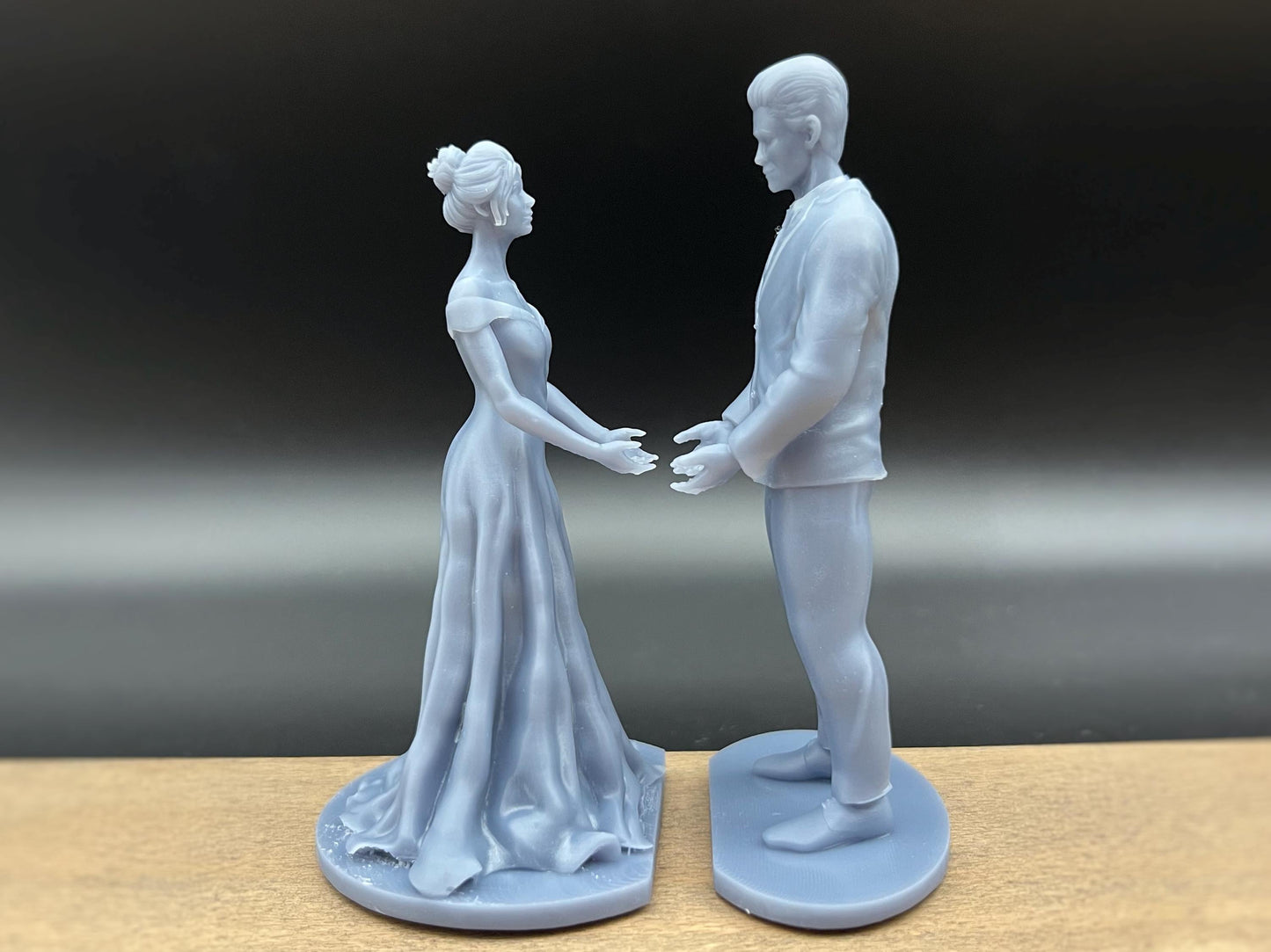 Bride and Groom Cake Topper. Unpainted, 4 inches / 10cm tall