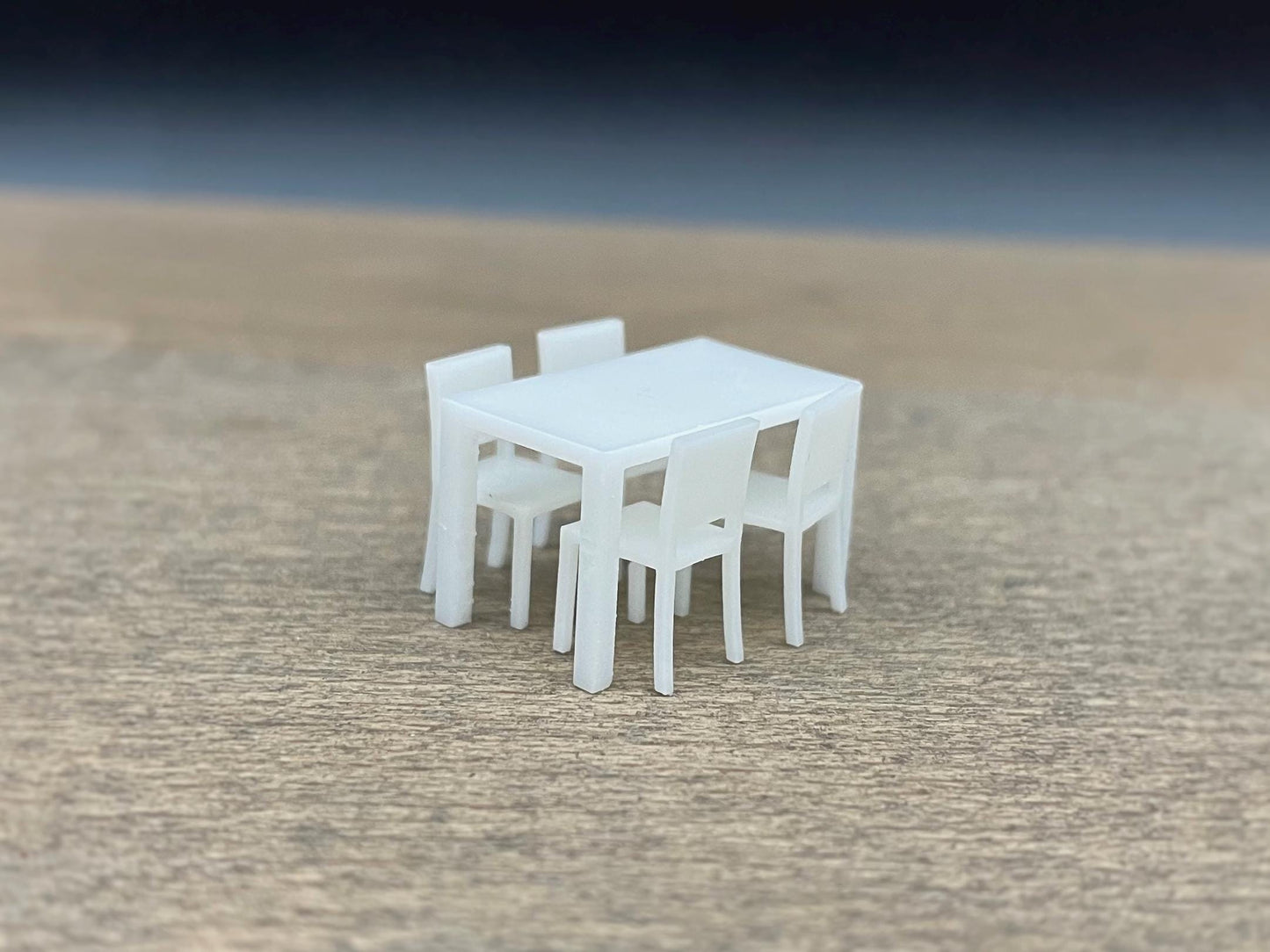 Miniature Dining Table 4 Chairs 1:64 Scale Dollhouse Furniture Side