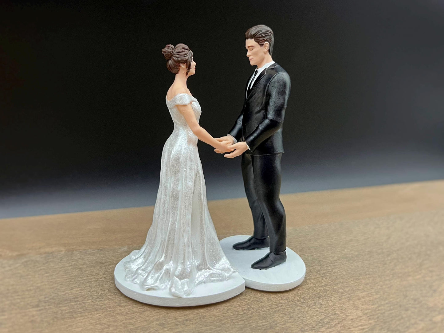 Bride and Groom Couple. Wedding Cake Topper. 4 inches / 10cm tall