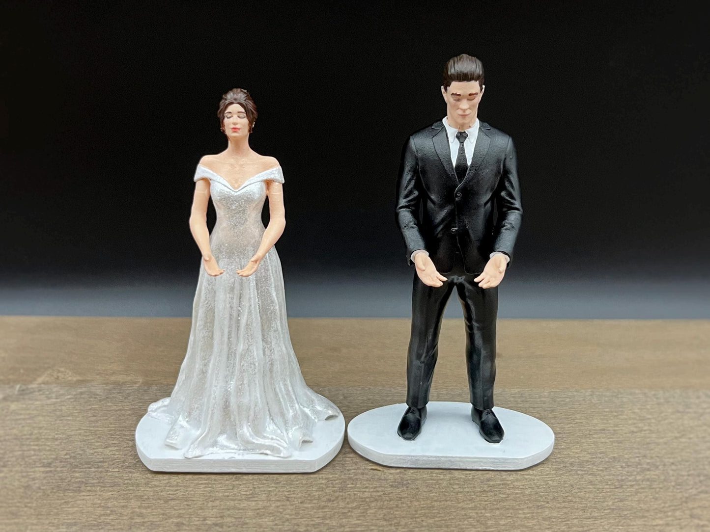 Bride and Groom Couple. Wedding Cake Topper. 4 inches / 10cm tall