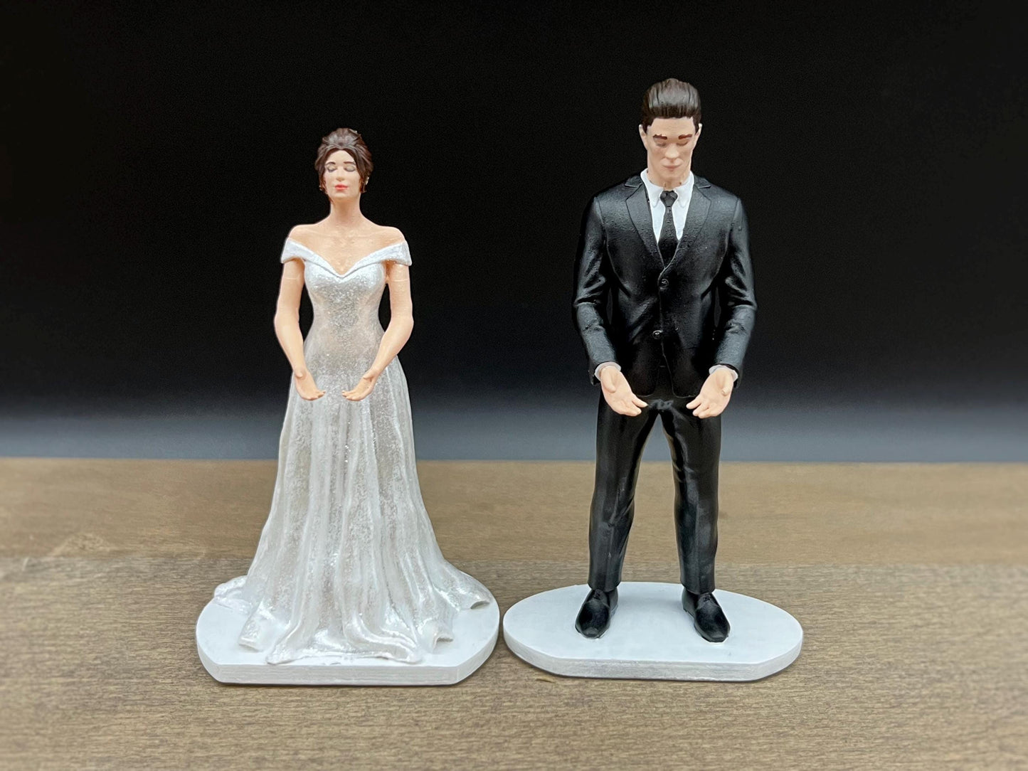 Unpainted Bride and Groom Couple. Wedding Cake Topper. 4 inches / 10cm tall