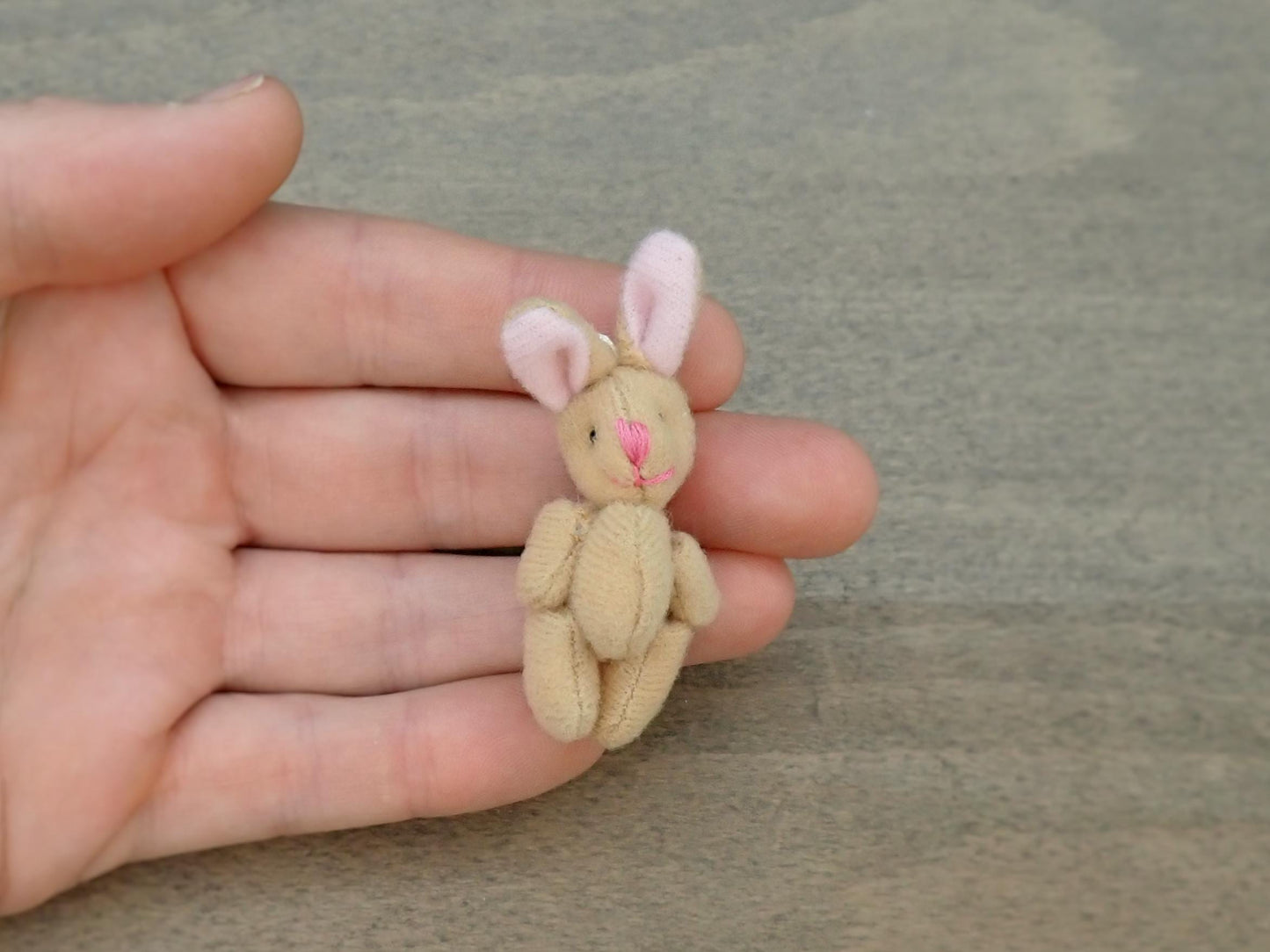Miniature Teddy Bears, Bunny Rabbit. Plush Toys. Cute Dollhouse Accessories