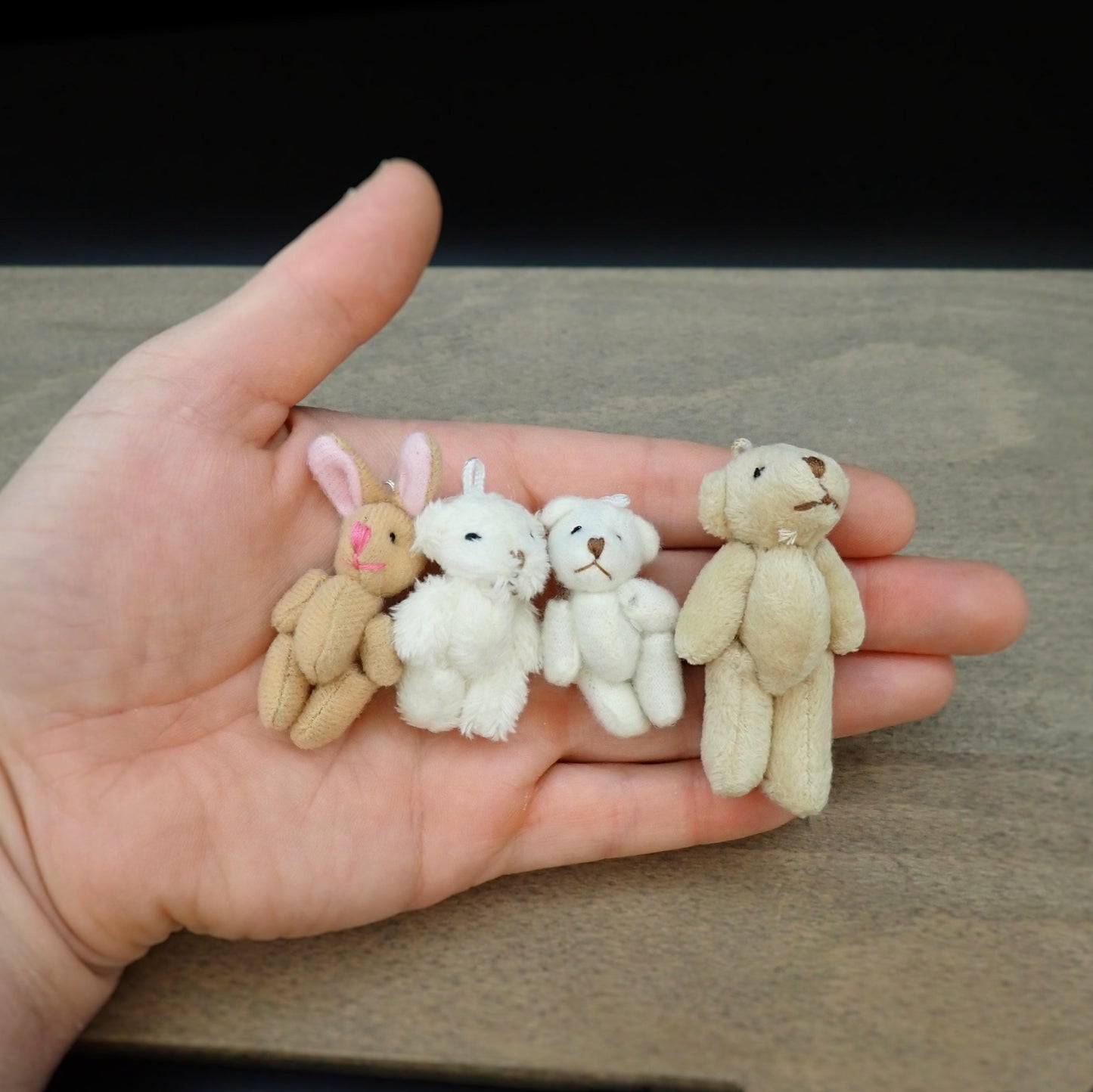 Miniature Teddy Bears Bunny Rabbit Plush Toys Cute Dollhouse Accessories