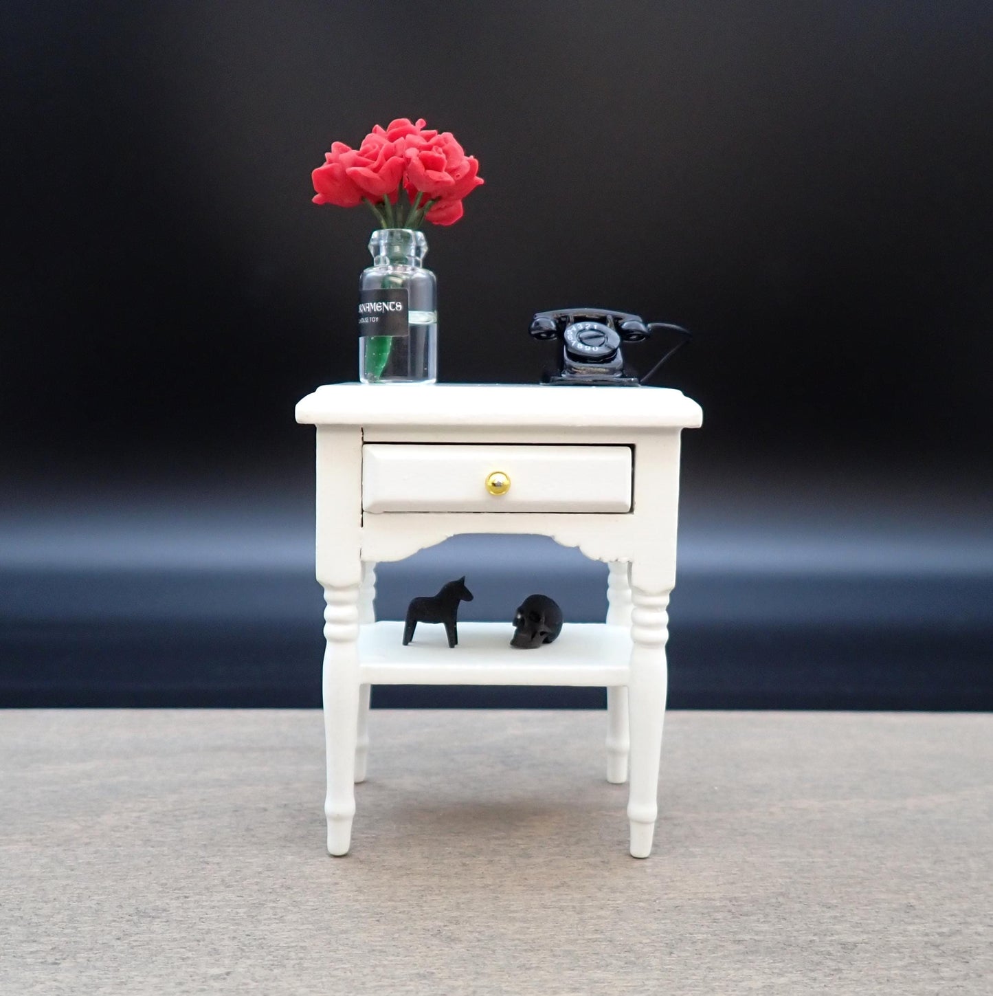 Miniature White Side Table. Dollhouse Table. 1:12 Scale