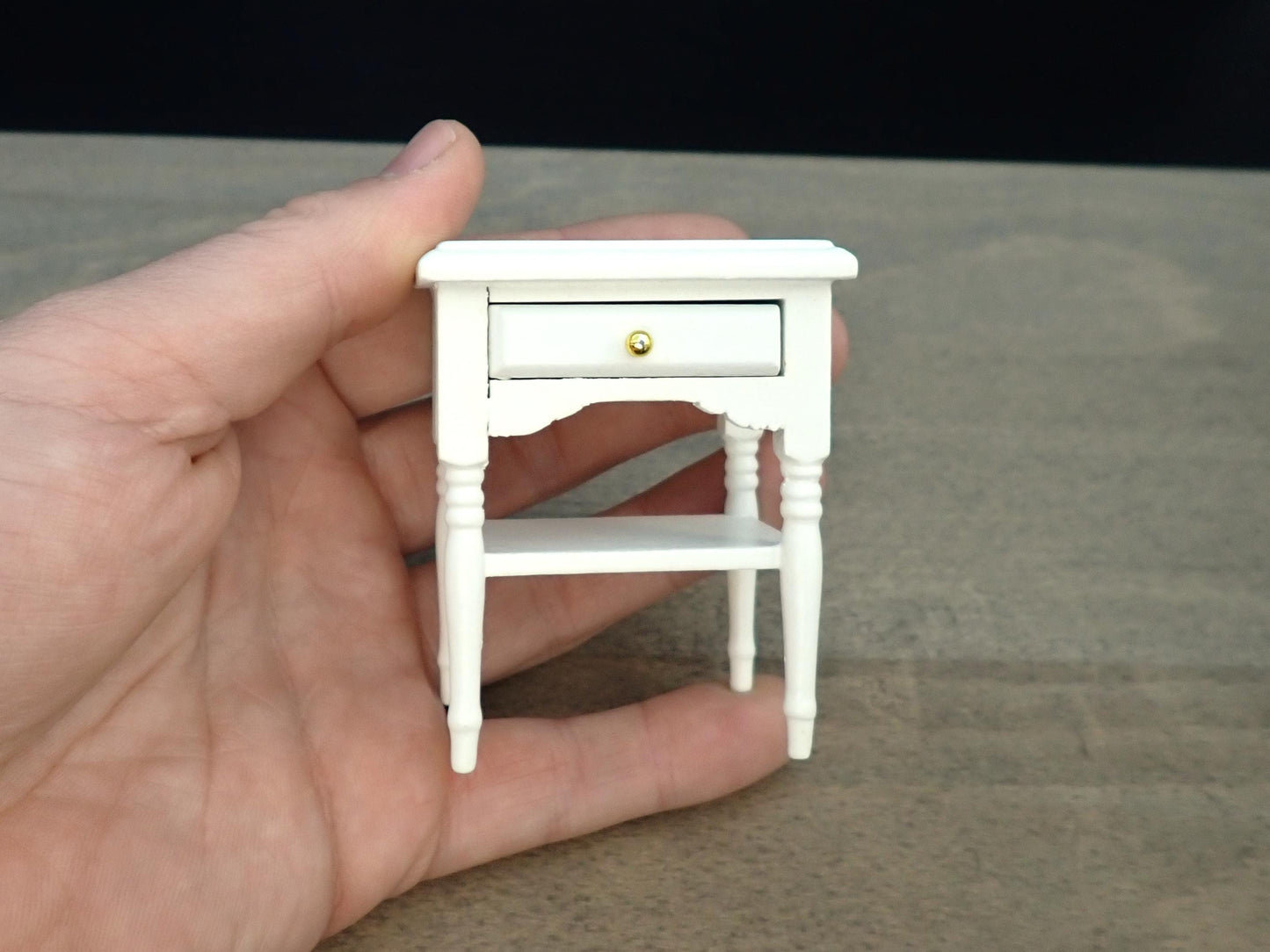 Miniature White Side Table 1:12 Scale Dollhouse Furniture Scale Comparison