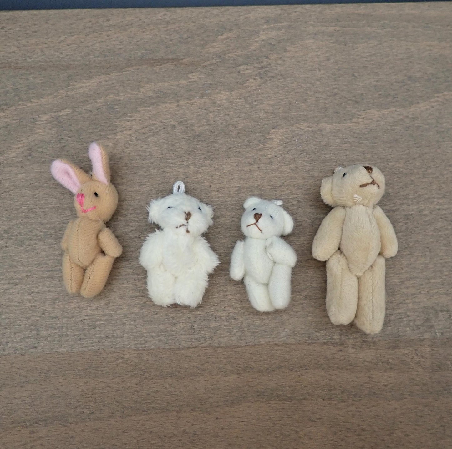 Miniature Teddy Bears, Bunny Rabbit. Plush Toys. Cute Dollhouse Accessories