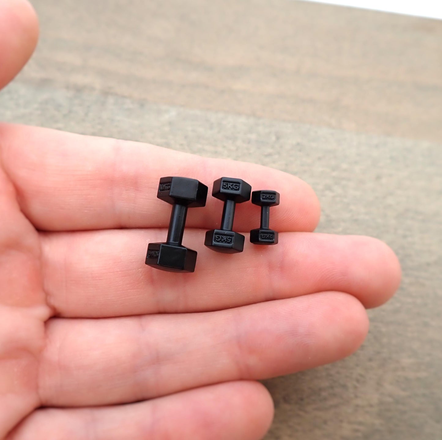 Miniature Dumbbells / Gym Weights. 1:12 Scale Dolls Accessory