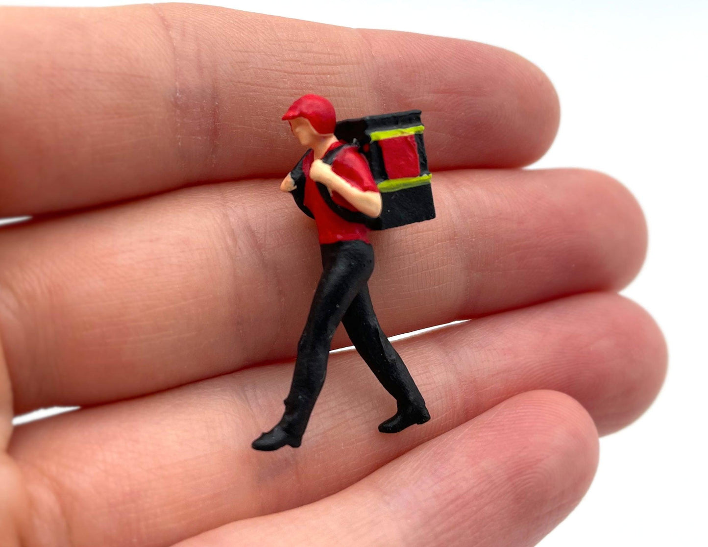 Miniature Workers, Pizza Delivery Boy, Construction Worker. Human Figures. 1:64 Scale