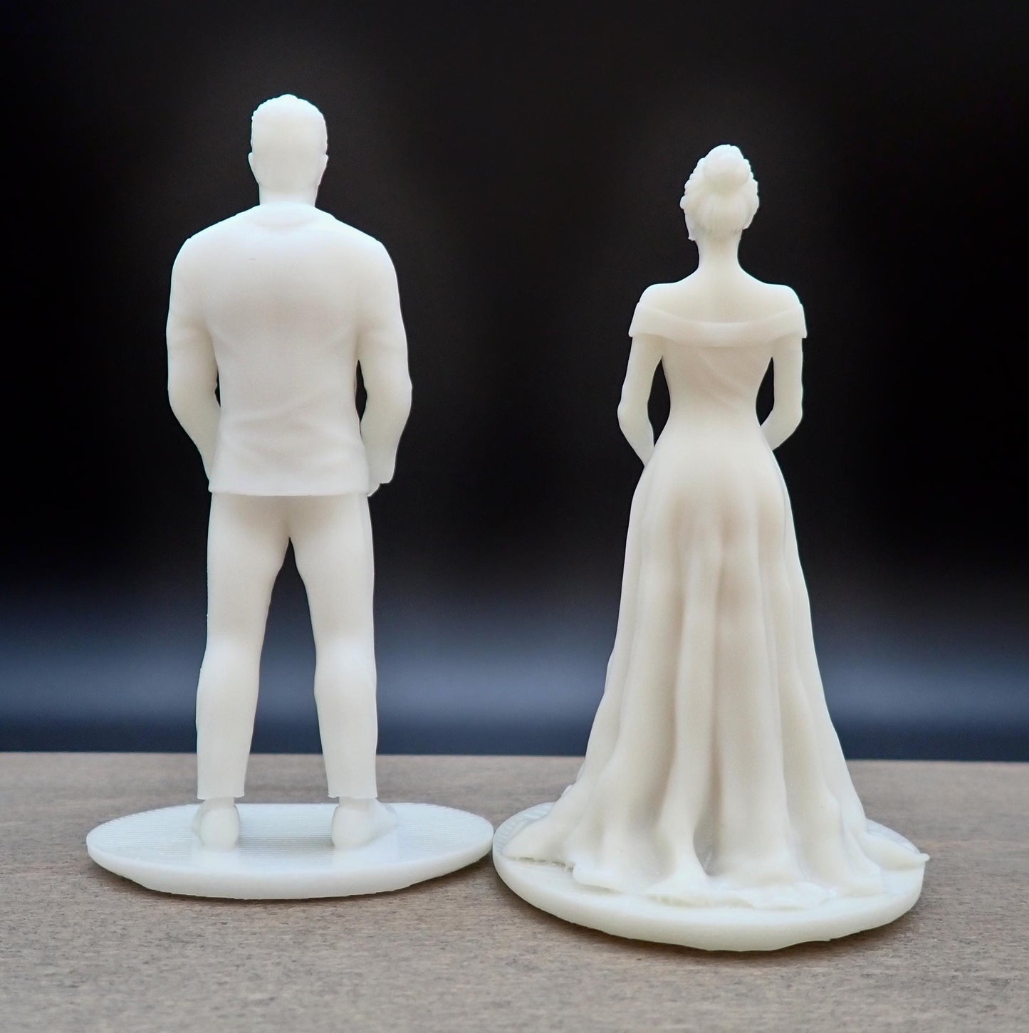 Unpainted Bride and Groom Couple. Wedding Cake Topper. 4 inches / 10cm tall