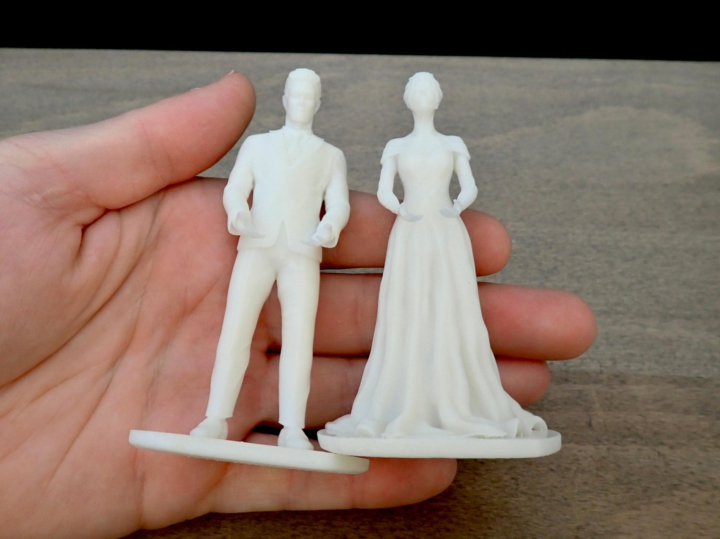 Unpainted Bride and Groom Couple. Wedding Cake Topper. 4 inches / 10cm tall