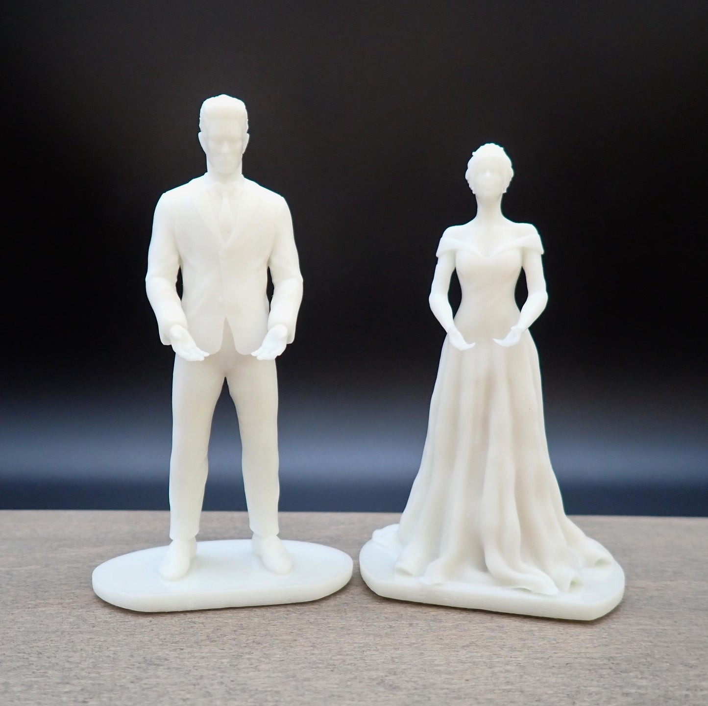 Unpainted Bride and Groom Couple. Wedding Cake Topper. 4 inches / 10cm tall