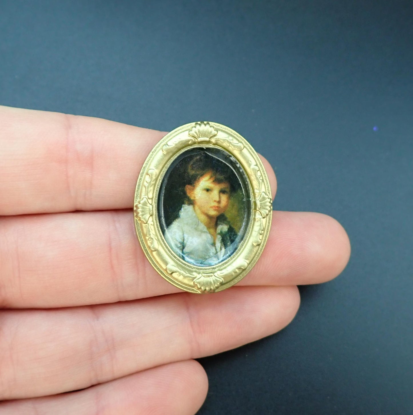 Miniature Paintings in Ornate Gold Frames. 1:12 Scale Miniature Accessories. 'Sunflowers'