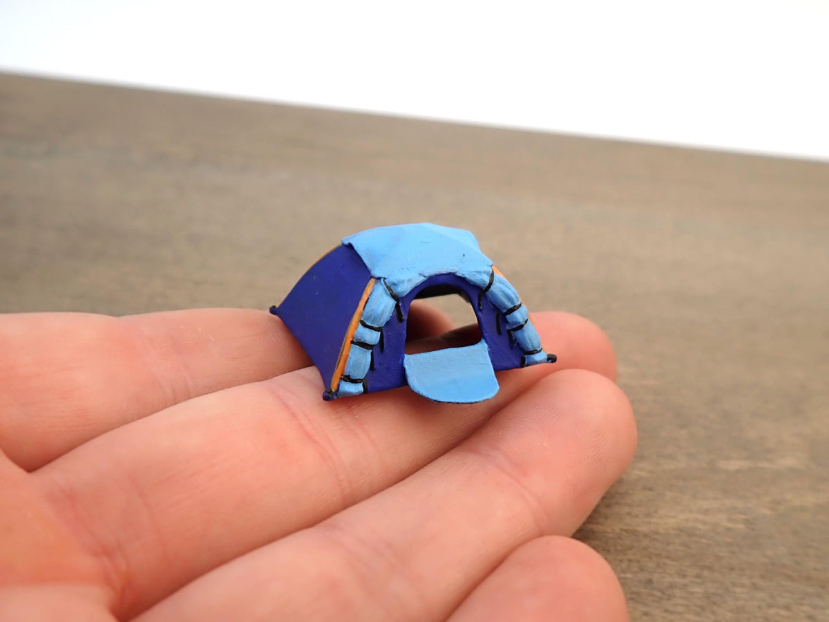 Miniature Camping Tent 1:64 Scale Hand-Painted Side View