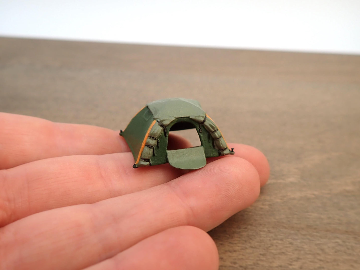 Miniature Camping Tent. Hand-Painted. 1:64 Scale