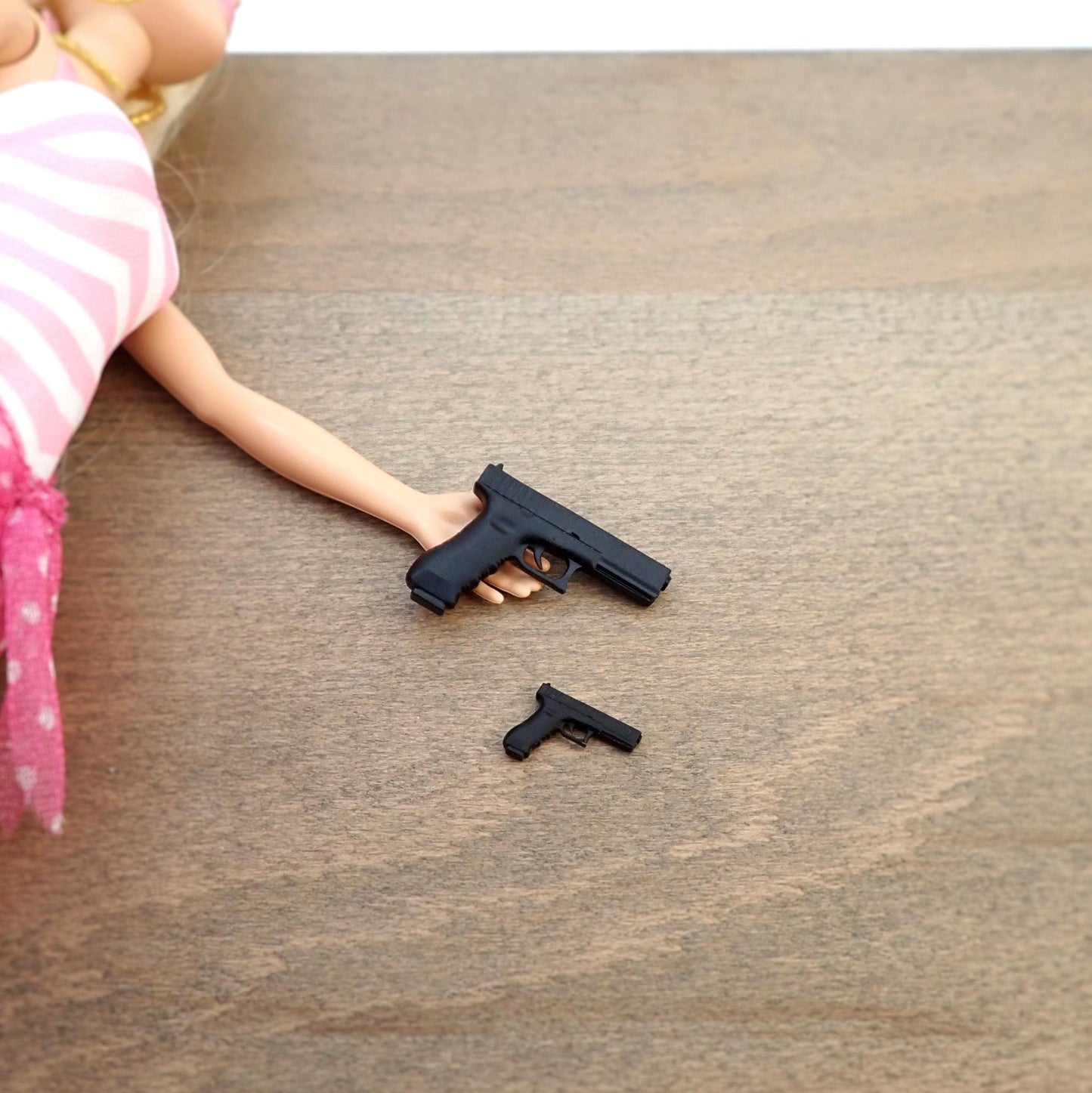Miniature Replica Pistol. 1:12 or 1/6 Scale. Dollhouse Accessory