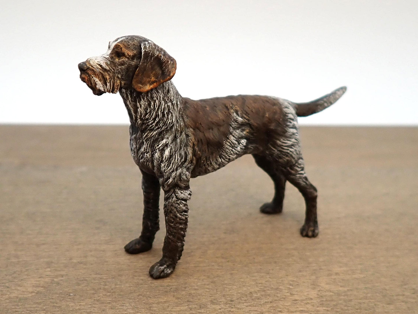 German Wirehaired Pointer. 1:12 Scale Miniature Model. Hand-Painted