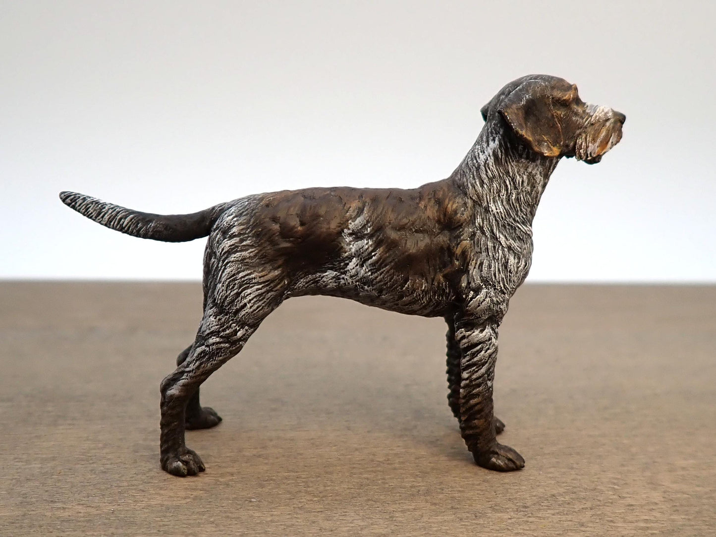 German Wirehaired Pointer. 1:12 Scale Miniature Model. Hand-Painted