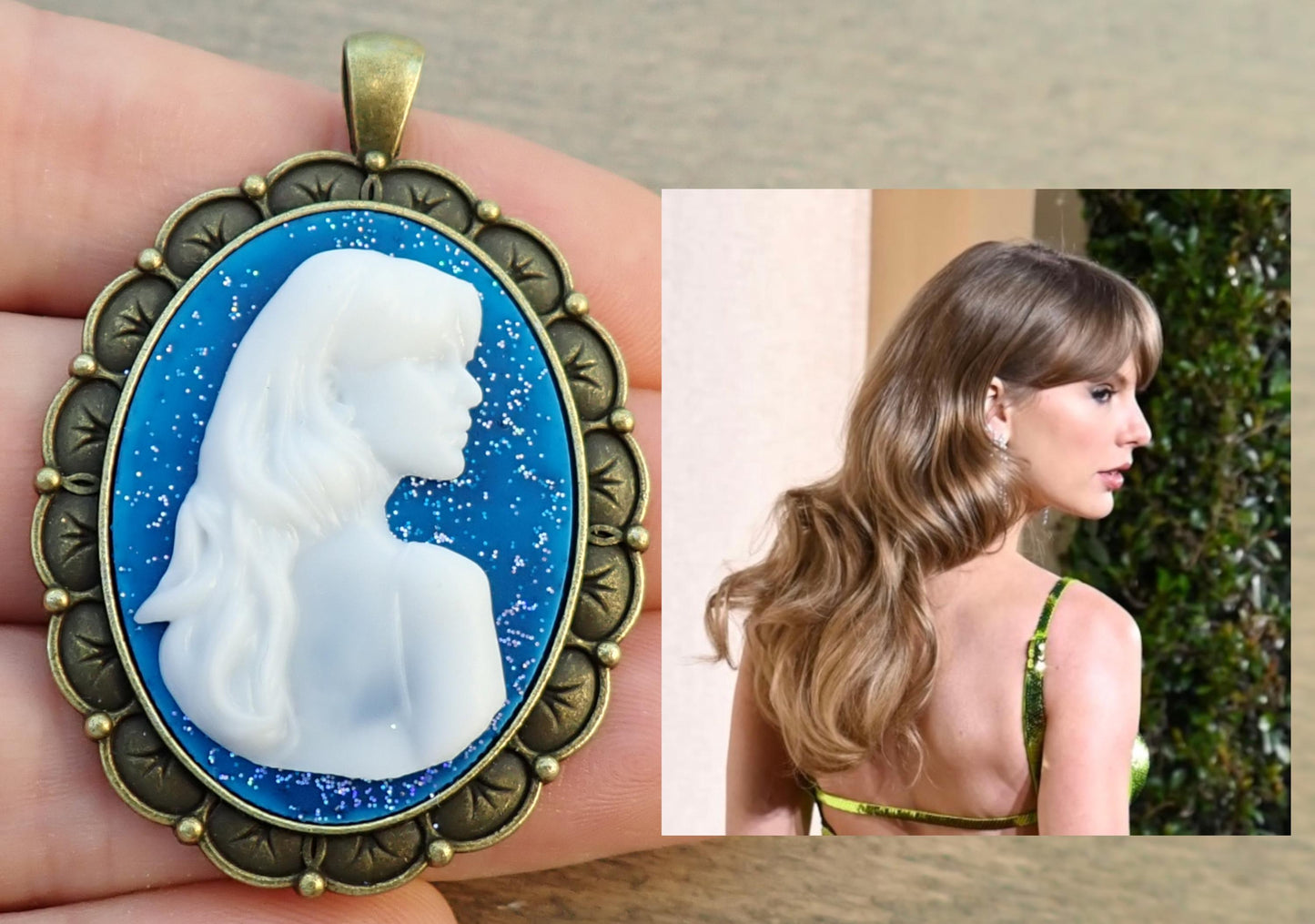 Taylor Swift Cameo Pendant. Handmade Vintage Style Celebrity Portrait Jewelry