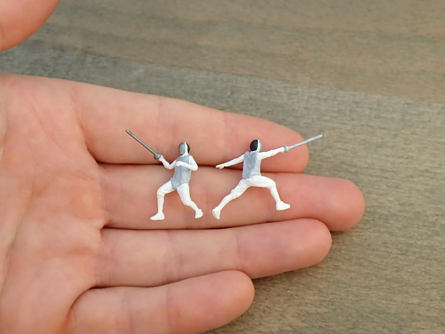 Two Duelling Fencers. Realistic Miniature 1:64 Scale Figures