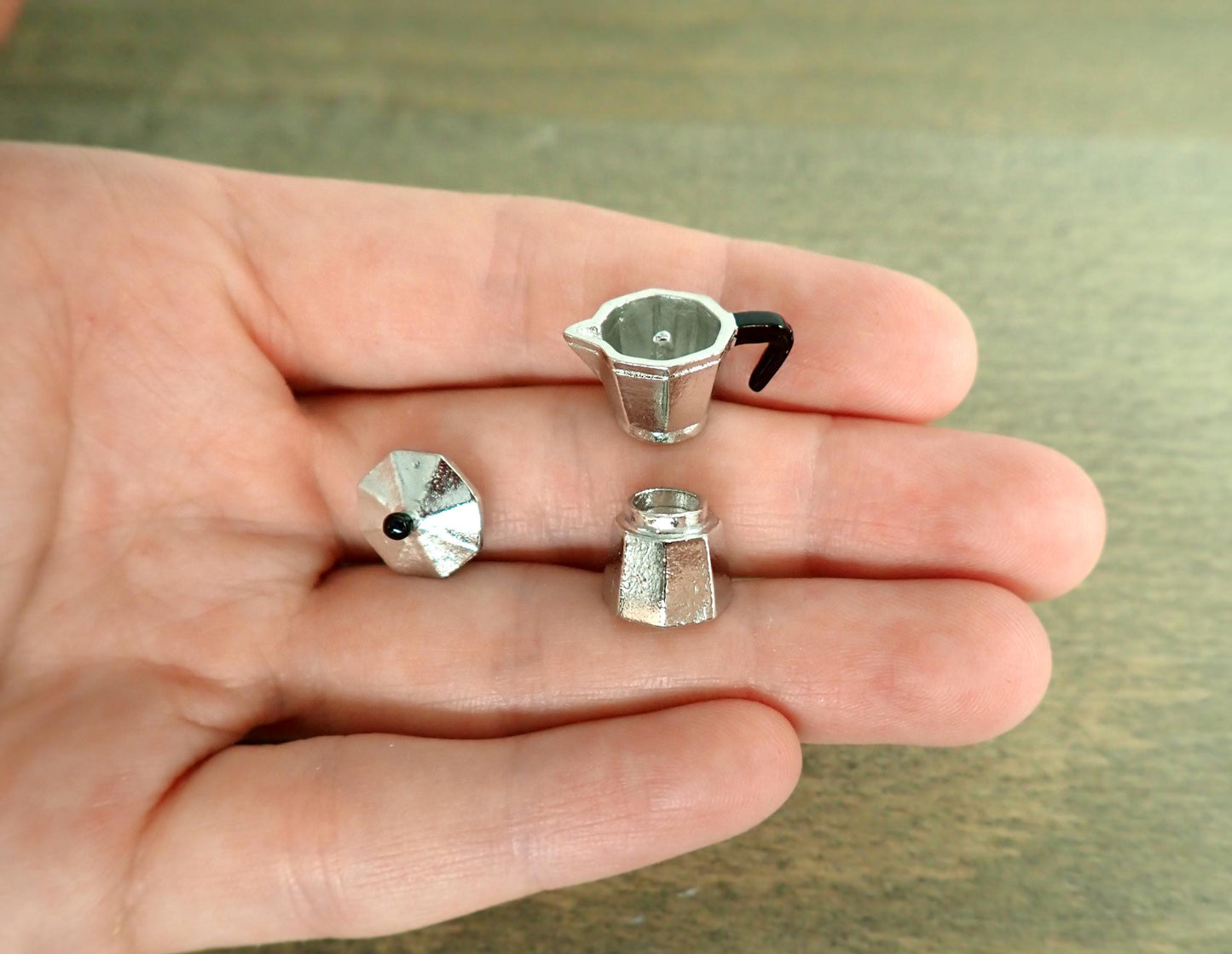 Miniature Moka Pot, Italian Espresso Maker. 1:12 Scale Kitchen Accessory