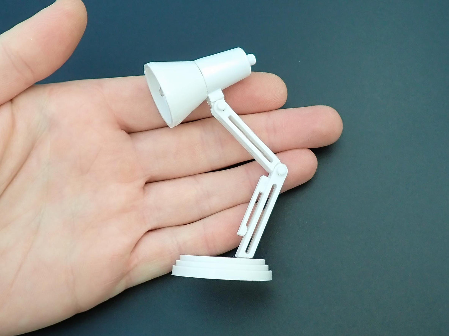 Miniature Desk Lamp. Adjustable Height with LED Light. 1:6 Scale.