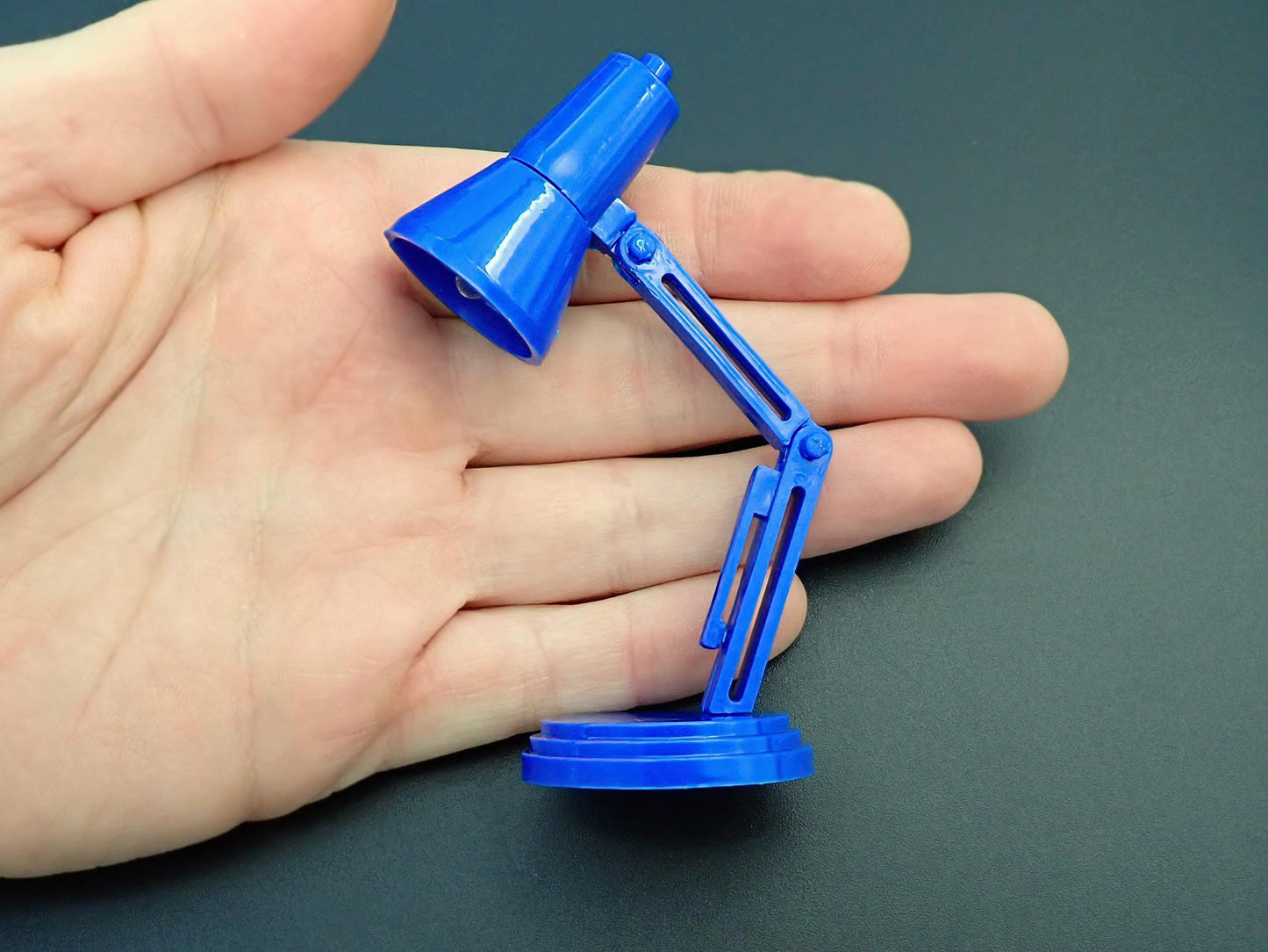 Miniature Desk Lamp. Adjustable Height with LED Light. 1:6 Scale.